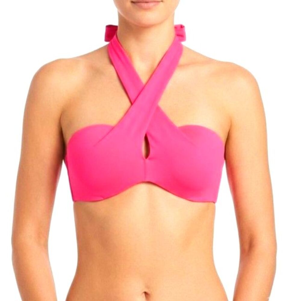 PINK Victoria's Secret Bright Coral Pink Multi-Way Wrap Bandeau Bikini Top Sz XS